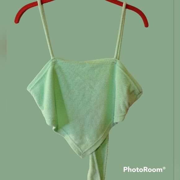 SHACI GREEN MINT CROP TOP WITH A SCARF DESIGN NWT SIZE 1XL - Picture 2 of 10